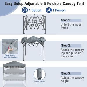 Carpa Plegable de 6.6 x 6.6 Pies para Exteriores con Protección Solar UPF 50+ - Product Image 3