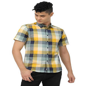 เสื้อเชิ้ตผ้าสักหลาดผ้าฝ้ายระบายอากาศสำหรับผู้ชายใส่ในฤดูร้อนชุดเดรสแขนสั้นแบบลำลองแขนสั้นลายตารางสำหรับวัยรุ่นมีบริการ OEM - Product Image 5