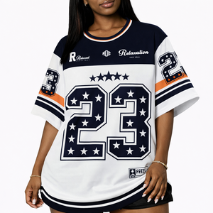 Maillot de football américain surdimensionné pour homme, manches courtes, impression par sublimation personnalisée, t-shirt unisexe, commande en gros OEM - Product Image 2