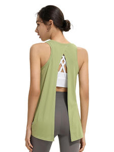Women's Gray Sleeveless Twist Tank <b>Top</b> Crew Neck Breathable Solid Color Fitness Wear Regular Fit All Seasons - Product Image 4