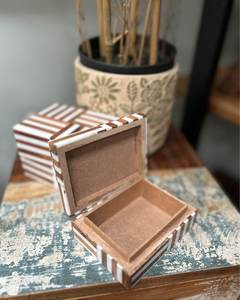 Handmade Wooden Box Set Rectangle Modern Inlay Design Tabletop Decoration Craft Gift - Product Image 3