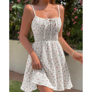 Women’s Floral Smocked <b>Spaghetti</b> <b>Strap</b> Mini Dress - Product Image 3