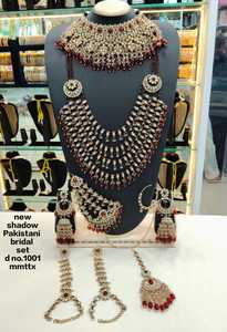 Élégant ensemble de bijoux ethniques en laiton de haute qualité, plaqué rhodium, avec zircon, pour mariée, fiançailles, mariage, anniversaire, fête, collier ras-du-cou effet ombre - Product Image 2