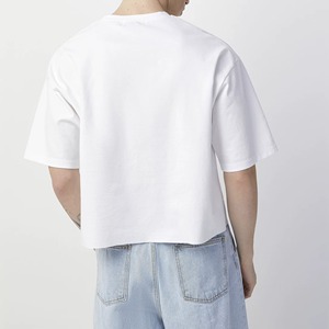 T-shirt blanc streetwear oversize épais pour homme, coupe carrée, t-shirt court, t-shirts coupe carrée personnalisée, unisexe - Product Image 3