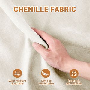 Divano in Tessuto Chenille di Alta Qualità a Quattro Posti con Pouf Mobile, Base in Legno Facile da Installare, Ergonomico e Resistente per Soggiorno - Product Image 4