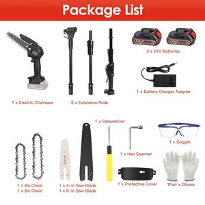 2-in-1 Cordless Pole Saw <b>Mini</b> Electric <b>Chainsaw</b> Adjustable Length 1500mAh Battery 2pcs 2Pcs Cordless Chain Saw Product <b>Chainsaws</b> - Product Image 3