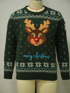 Men's LED <strong>Light</strong> up Rudolph Reindeer Ugly <strong>Christmas</strong> Sweater Fair Isle Jacquard Knitted <strong>Christmas</strong> <strong>Jumper</strong> <strong>With</strong> Santa Patch - Product Image 6
