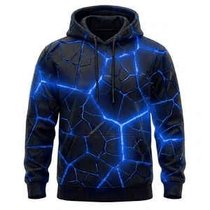 Sweat-shirt à capuche pour homme, blanc, imprimé effet glace craquelée, sublimation, coupe classique, décontracté, pour l'automne - Product Image 2