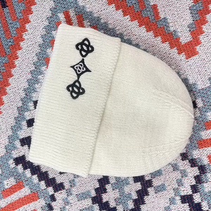 Black Embroidered Geometric Beanie <b>Hat</b> for Men Winter Outdoor Casual <b>Knit</b> Cap 56-58CM Acrylic Warm Headwear Beanie <b>Hats</b> For Men - Product Image 4
