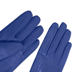 Gants en cuir véritable pour femmes, mode hiver, luxe, gants en cuir bleu pour dames avec poignet plissé - Product Image 6