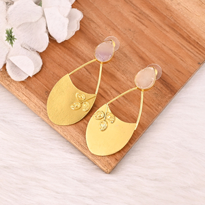 Boucles d'oreilles en laiton avec pierres précieuses naturelles multi-fluorite, bijoux tendance pour femmes - Product Image 3