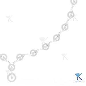 Stunning Lab Grown Diamond Filled Floral Wave Link <b>Statement</b> <b>Necklace</b> Brilliant Cut Clover Drop Pendant Pure Gold Jewelry - Product Image 6