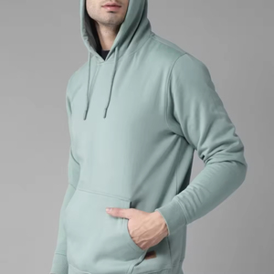 เสื้อฮู้ดผู้ชายผ้าฟลีซสำหรับฤดูใบไม้ร่วง พรีเมียม ผ้าฝ้าย 100% สตรีทแวร์ แบบสวมหัว สีพื้น ย้อมสีธรรมดา ขายส่ง รับผลิตตามแบบ เป็นมิตรต่อสิ่งแวดล้อม - Product Image 3