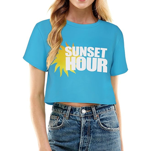 Camiseta Corta Holgada de Algodón para Mujer, Estilo Oversize con Hombros Caídos, Lisa, Casual, Streetwear, Verano, con Logotipo Personalizado - Product Image 2