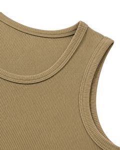 Manufacturer Custom <b>Khaki</b> Ribbed Cotton Men Tank <b>Top</b> Sleeveless Gym Fitness Vest Summer Casual Slim Fit Custom Logo Activewear - Product Image 6