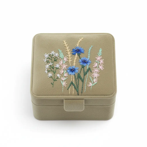 Embroidered Floral Jewelry <b>Box</b> Rectangle <b>Vintage</b> Style Lids for Jewellery Storage - Product Image 4