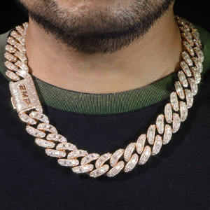 Emp Rhodium Plated 18k Solid Gold Chain Necklace Emerald Cut <b>Crystal</b> Unisex Hip Hop Jewelry Gift IGI Certified Wedding - Product Image 1