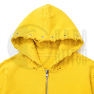 Sudadera con capucha personalizada con cremallera, estilo vintage, lavada, de algodón grueso, estilo urbano, holgada, unisex - Product Image 3