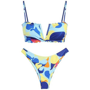 Solid Color Bra and Matching Bikini <b>Panty</b> Set Two Piece Wire Free Breathable Eco-Friendly Outfit for Women - Product Image 1