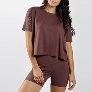 Camiseta de Verano para Mujer, 100% Algodón, Ecológica, Manga Corta Rizada, Corte Ajustado - Product Image 1