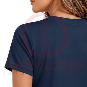 เสื้อยืดออกกำลังกายแขนสั้นผ้าฝ้ายสำหรับผู้หญิง คุณภาพสูง สวมใส่สบาย ระบายอากาศดี ดีไซน์เรียบง่าย เสื้อยืดออกกำลังกายสำหรับผู้หญิง มีจำหน่าย - Product Image 5