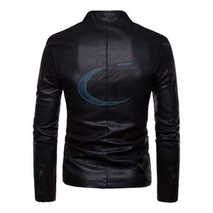 Veste en cuir noire légère de style nouveau, de haute qualité, faible MOQ, veste d'hiver pour hommes en cuir - Product Image 2