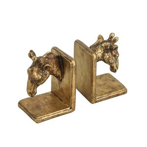 Vintage design gold giraffe bookend set decorative animal <b>book</b> holder safari wildlife sculpture design customization available - Product Image 3
