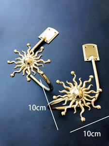 Elegant <b>Gold</b> Sunburst <b>Curtain</b> <b>Holdback</b> Hook Decorative Wall Mounted Drapery Holder For Special Occasion And Home Decor Styling - Product Image 6