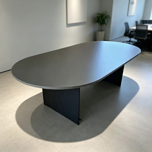 Oval Extendable Convertible Conference <b>Table</b> MDF Top Metal Legs Minimalist Design Commercial <b>Office</b> Furniture 8 Seater Stable - Product Image 1