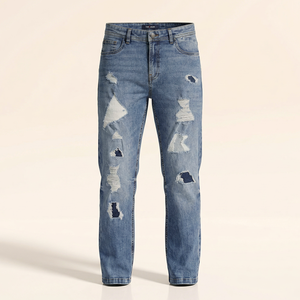 <b>Mens</b> Slim Straight Mid Casual Denim Pant 98% Cotton 2% Spandex Lightweight <b>Stretch</b> Comfort Button Detail Washable Private - Product Image 1