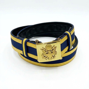 Ceinture Cérémonielle OEM Faite à la Main en Cuir Véritable avec Tresse Métallique Dorée et Boucle Ajustable Dorée - Product Image 1