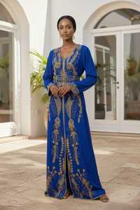 Wholesale AWAIS HOUSE Luxury 2-Piece <b>Set</b> Muslim Women <b>Modest</b> Simple Solid Chiffon Nonwoven Beaded Washable Kaftan Floor-Length - Product Image 3