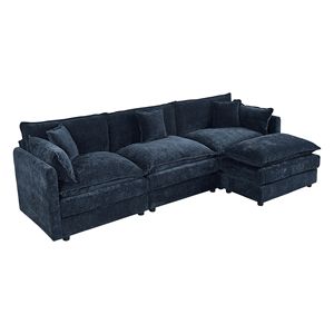 Collezione 2021 2187 Set di Tre Divani Blu per Soggiorno con Poggiapiedi - Product Image 6