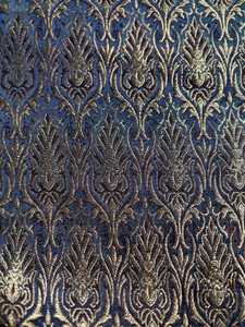 Tissu brocart jacquard bleu, style kinkhwab, tissu brocart zari - Product Image 3