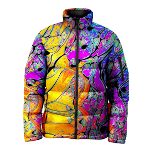 Chaqueta Acolchada para Hombre con Cuello Alto y Cierre de Cremallera, Color Degradado, Cortavientos, Informal, para Invierno, Corte Regular, Relleno de Poliéster - Product Image 4