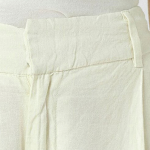 Pantalon large vert clair pour femme, taille haute, fermeture boutonnée, coupe ample, longueur cheville, couleur unie, en lin, style été minimaliste - Product Image 6