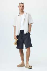 Shorts de sport pour homme en coton uni avec cordon de serrage à la taille, poches, taille mi-haute, style décontracté - Product Image 2