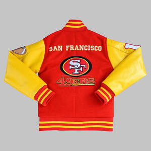 Veste universitaire personnalisée grande taille pour hommes manches en cuir véritable corps en laine de haute qualité Broderie Letterman en laine - Product Image 4