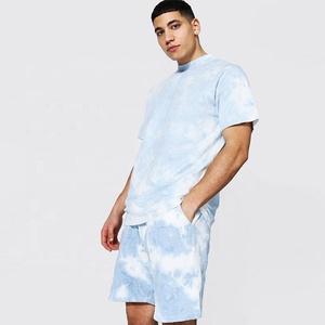 Men <b>Tie</b> <b>Dye</b> Cotton T-Shirt And Shorts <b>Set</b> Crew Neck Short Sleeve Casual Summer Loose Fit Breathable Lightweight With Side Pocket - Product Image 3