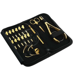 Kit d'outils professionnels pour extensions de cheveux : pinces en acier inoxydable, aiguille, crochet, fil et perles pour usage quotidien en salon - Product Image 3