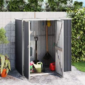 Abri à outils de jardin en acier galvanisé anthracite de 63.4 "x 35" x 63.4 "pour le rangement - Product Image 1