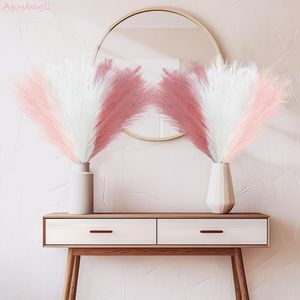 150 pièces de fleurs artificielles roses duveteuses de 21,6 pouces, fausses tiges de pampa courtes, couleur blush, pour remplissage de vase, herbe de pampa colorée - Product Image 2