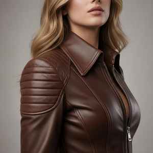 Chaqueta de Cuero Acolchada de Piel de Vaca para Mujer, con Forro de Lana, Diseño Moderno para Uso Urbano, Viajes y Atuendos Diarios - Product Image 5