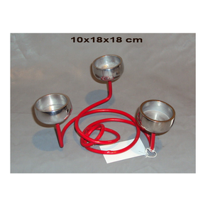 Decorative Silver Bowl <b>Candle</b> Holder <b>Red</b> Spiral Base Artistic Metal Home Décor Centerpiece for Stylish Party & Living Room - Product Image 2