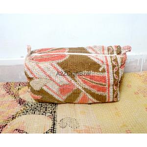 Block Print Kantha Floral Printed Quilted Cosmetic Red Bag Boho For Toiletry Pouch For Women Travel Cosmetic Bags And <b>Cases</b> - Product Image 6