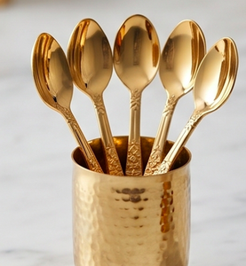 Elegant <b>Gold</b> Plated Teaspoons Set With <b>Ornate</b> Handles High <b>Mirror</b> Polish Dishwasher Safe Flatware For Wedding Occasions - Product Image 5