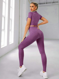 Women's 2 Piece Yoga Set Seamless Athletic Workout Outfit Gym Fitness Activewear Sports Bra & High Waist Leggings Yoga Wear - Product Image 4