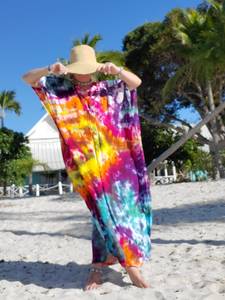 Kaftans de tinte de corbata ecológicos de moda, suministro al por mayor, de longitud hasta el suelo de último diseño caftanes, tejido natural respetuoso con la piel - Product Image 4
