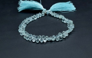 AAA Quality Natural <b>Stone</b> Aquamarine Faceted Teardrop Beads 5*8mm 8 Inch Strand 0.40mm Hole for Jewellery Making - Product Image 3