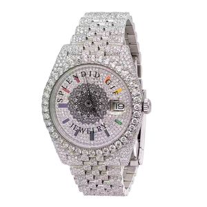 Splendide montre de luxe en diamant, boîtier en argent et moissanite, 28 mm, mouvement à quartz analogique ETA, résistante à l'eau jusqu'à 10 m - Product Image 3